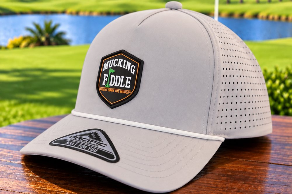 Mucking Fiddle Golf Weekender snapback in Silver with the Shield front logo